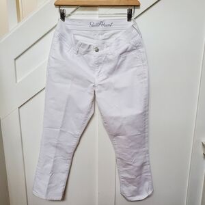 White Stretch Slim Cropped Jeans